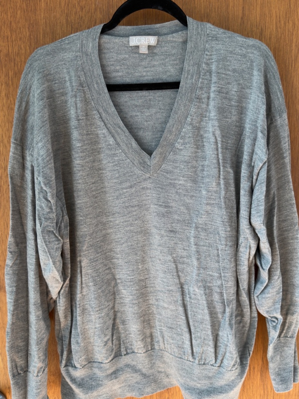 J.Crew Light Gray 100% Merino V-Neck Knit Sweater
